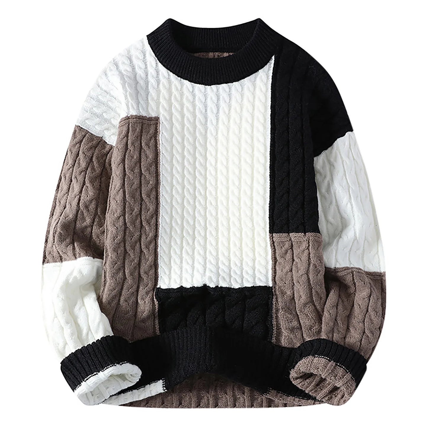 Mens Fashion Crewneck Striped Pullover Sweater Knitted Soft Winter