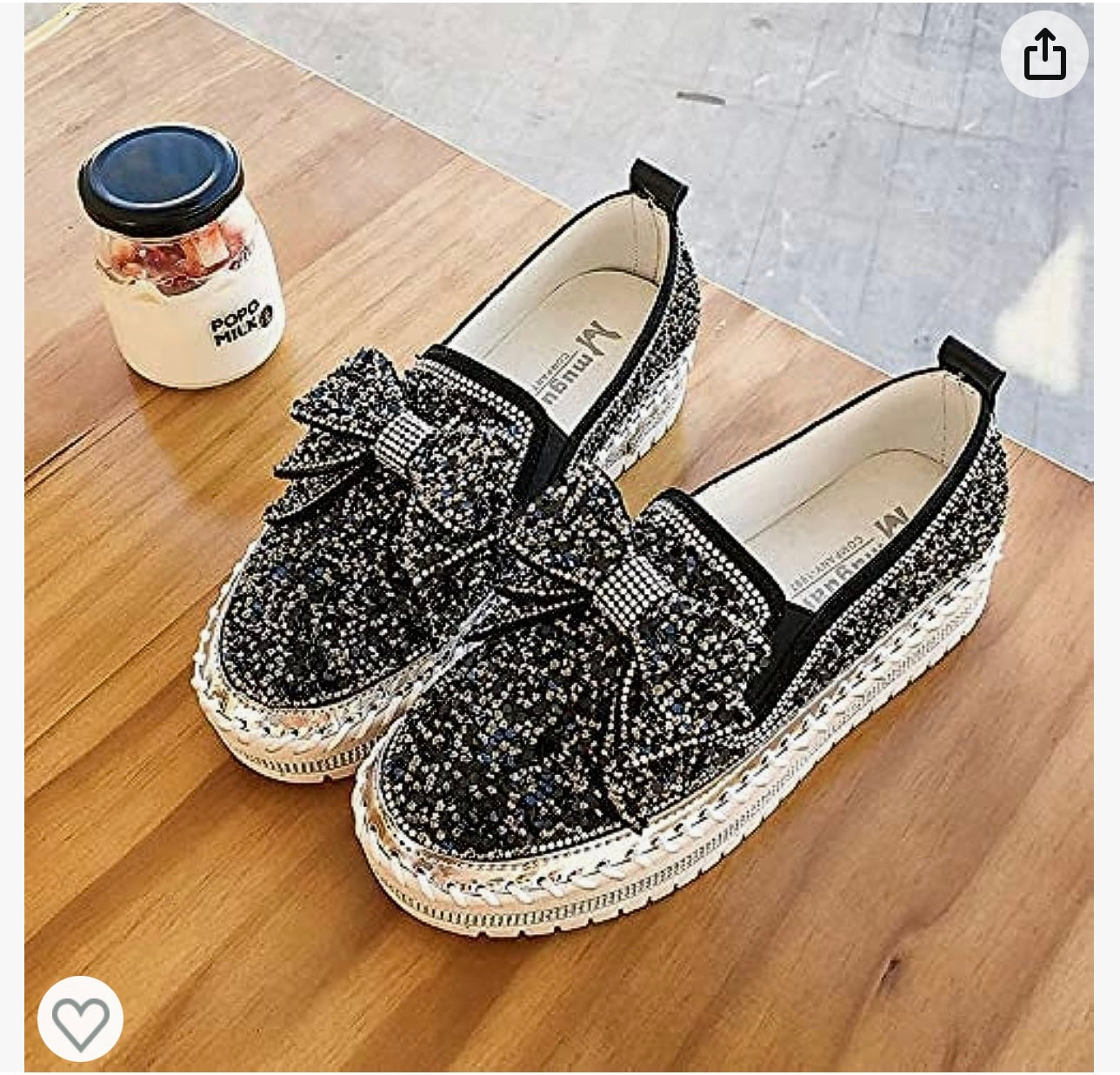 Platform Flat Rhinestone Loafers